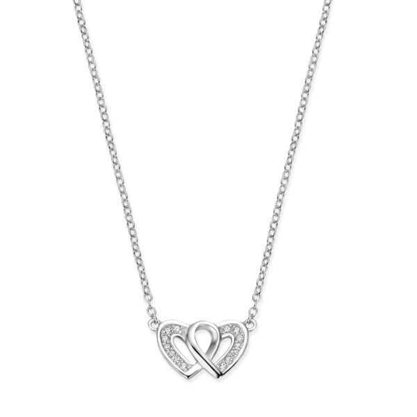 collier hartjes zirkonia 41 + 4 cm zilver gerhodineerd