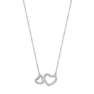 collier hartjes zirkonia 42 + 3 cm zilver gerhodineerd