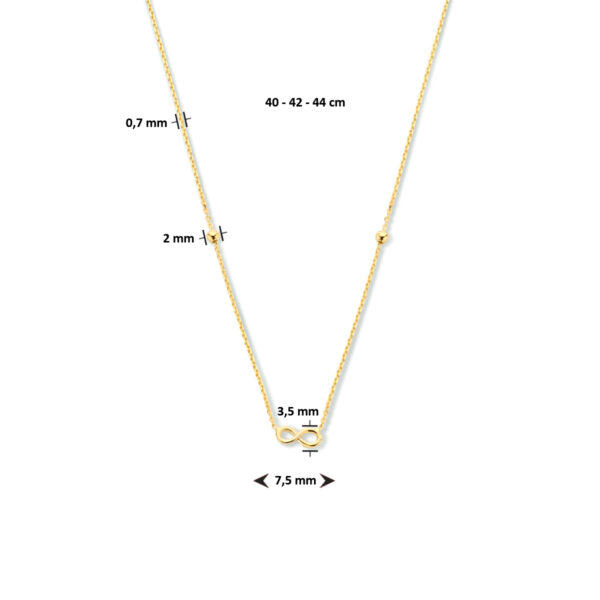 collier infinity en bolletjes 40 - 42 - 44 cm 14K geelgoud - Afbeelding 4