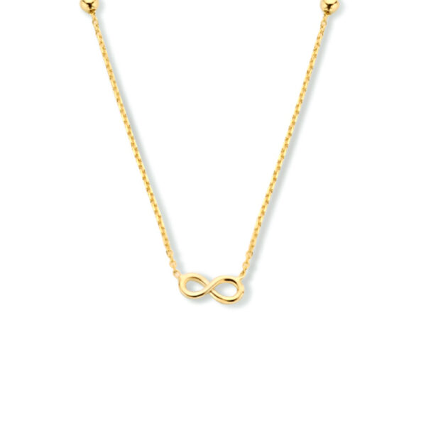 collier infinity en bolletjes 40 - 42 - 44 cm 14K geelgoud