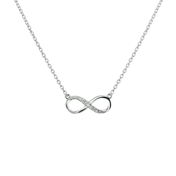 collier infinity zirkonia 36 + 4 cm zilver gerhodineerd