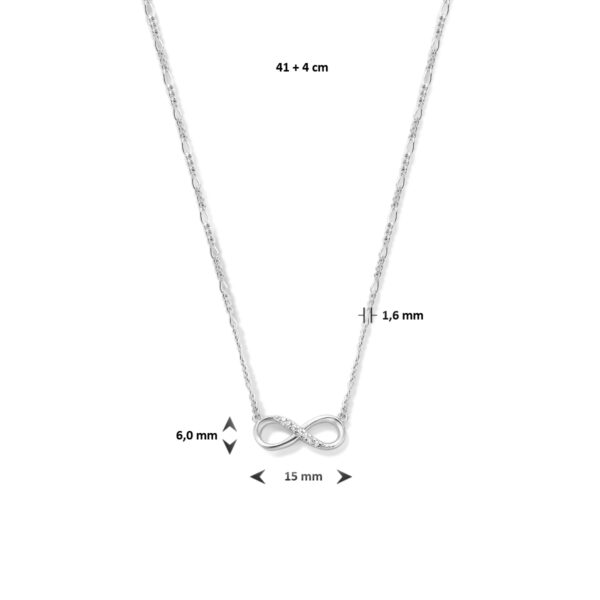 collier infinity zirkonia 41 + 4 cm zilver gerhodineerd - Afbeelding 4