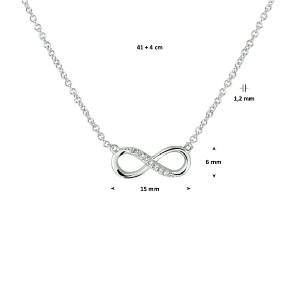 collier infinity zirkonia 41 + 4 cm zilver gerhodineerd - Afbeelding 4