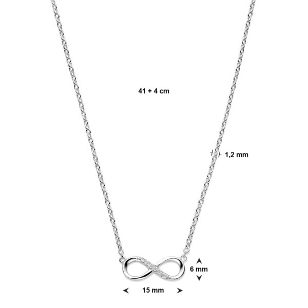 collier infinity zirkonia 41 + 4 cm zilver gerhodineerd - Afbeelding 5