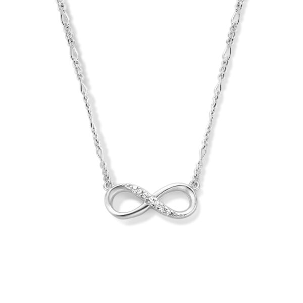 collier infinity zirkonia 41 + 4 cm zilver gerhodineerd