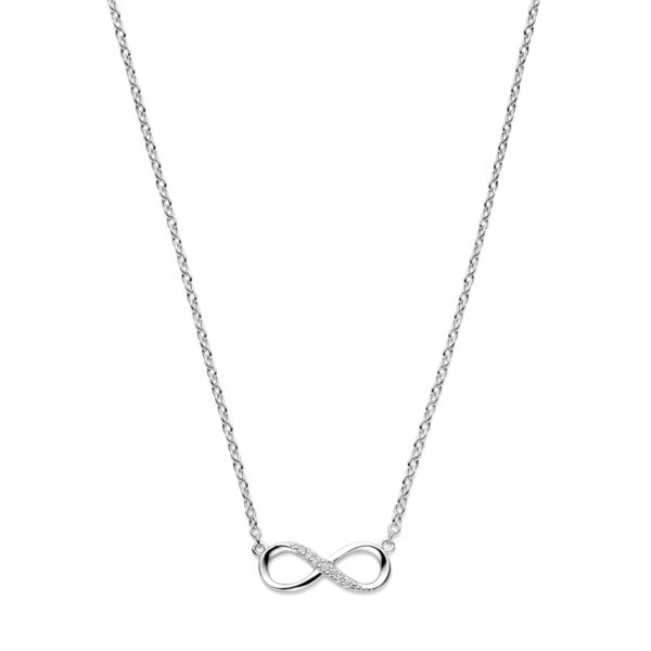 collier infinity zirkonia 41 + 4 cm zilver gerhodineerd