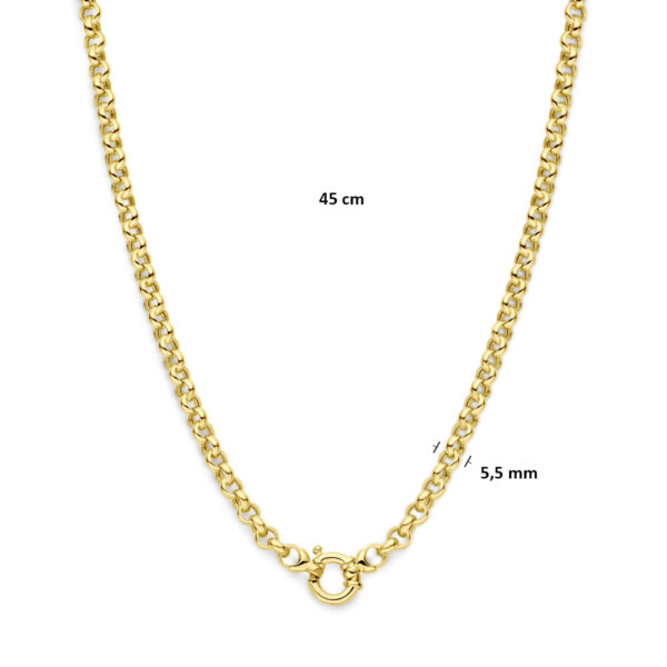 collier jasseron 5,5 mm 45 cm met groot springslot 14K geelgoud - Afbeelding 3