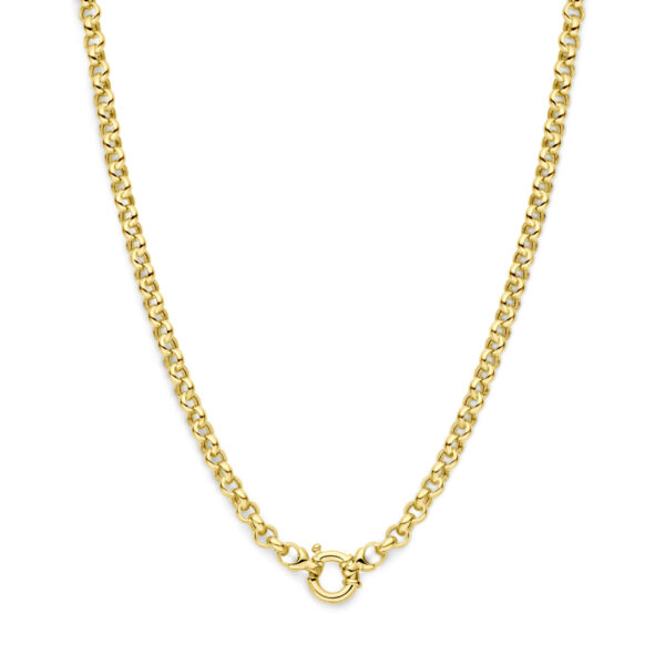collier jasseron 5,5 mm 45 cm met groot springslot 14K geelgoud