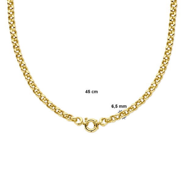 collier jasseron 6,5 mm 45 cm met groot springslot 14K geelgoud - Afbeelding 4