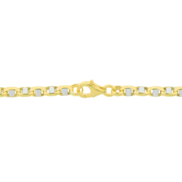 collier jasseron ovaal met balkje 3,5 mm 45 cm 14K bicolor goud geel/wit - Afbeelding 3