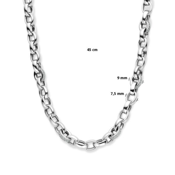 collier jasseron ovaal zirkonia 7,5 mm 45 cm zilver gerhodineerd - Afbeelding 4
