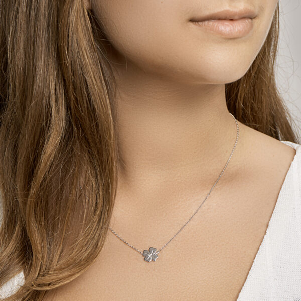 collier klaver 1,3 mm 40 + 5 cm zilver gerhodineerd - Afbeelding 2