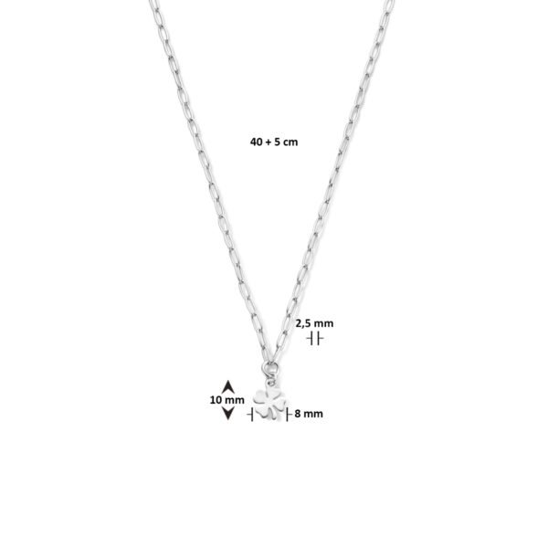 collier klaver 40 + 5 cm zilver gerhodineerd - Afbeelding 4