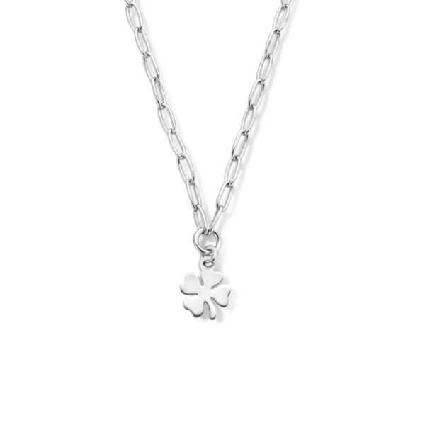 collier klaver 40 + 5 cm zilver gerhodineerd