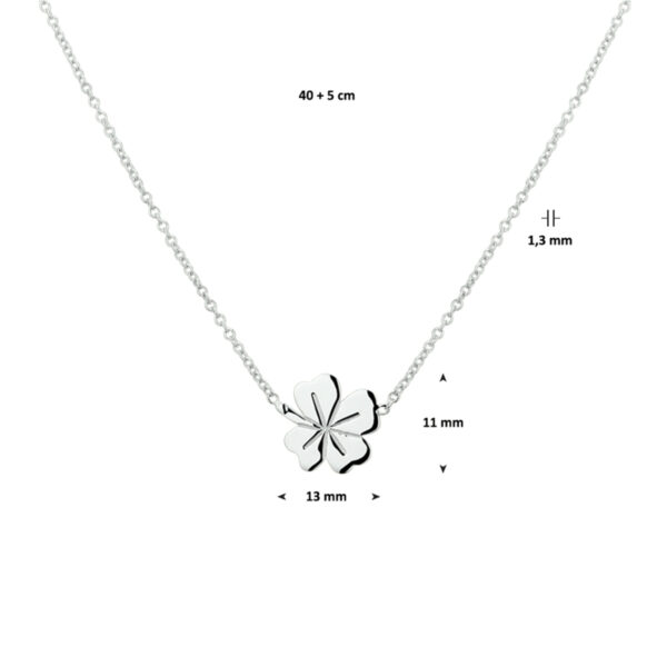 collier klaver 41 + 4 cm zilver gerhodineerd - Afbeelding 4