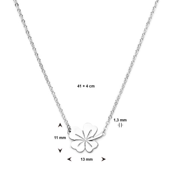 collier klaver 41 + 4 cm zilver gerhodineerd - Afbeelding 5