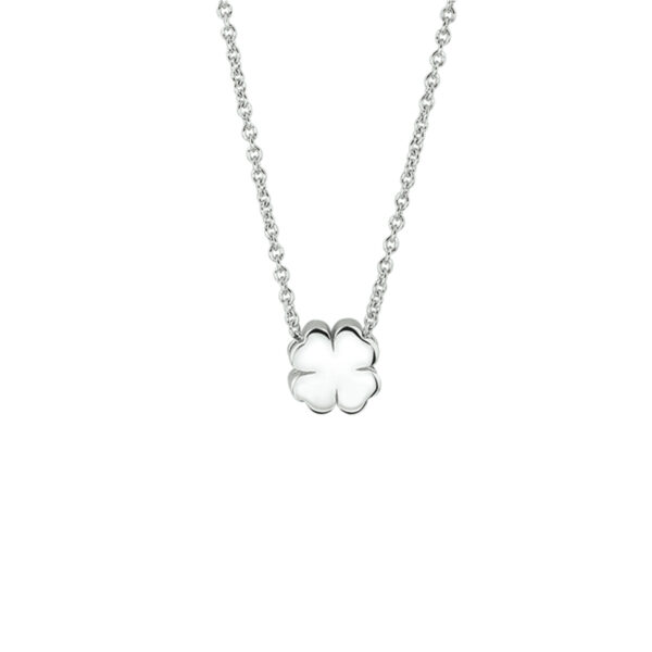 collier klaver 41 + 4 cm zilver gerhodineerd