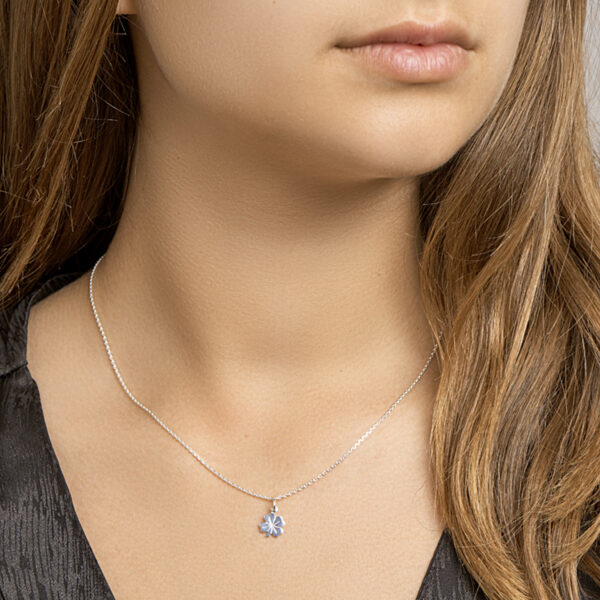 collier klaver 41 + 4 cm zilver wit - Afbeelding 2