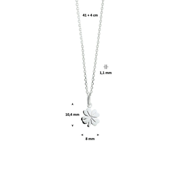 collier klaver 41 + 4 cm zilver wit - Afbeelding 3