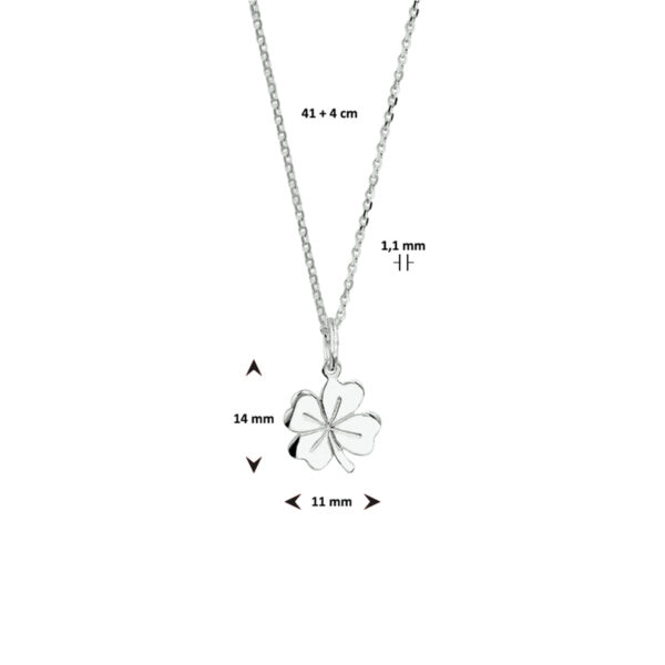 collier klaver 41 + 4 cm zilver wit - Afbeelding 3