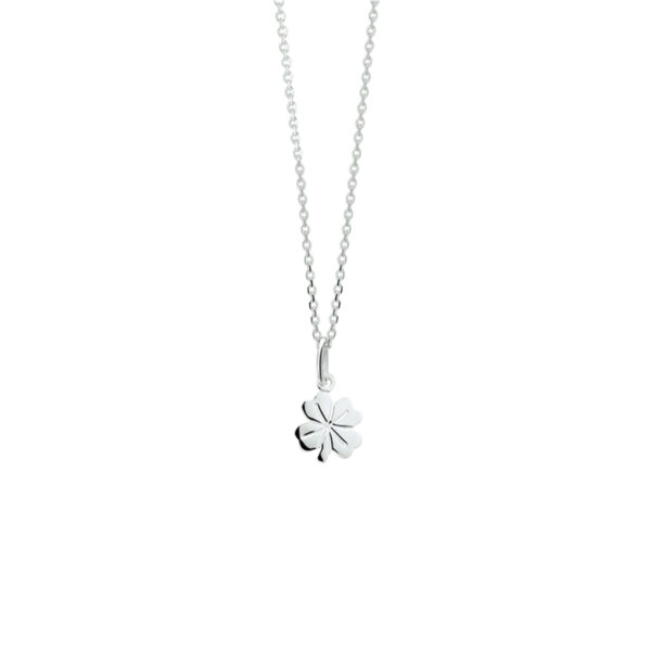 collier klaver 41 + 4 cm zilver wit