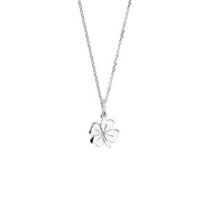 collier klaver 41 + 4 cm zilver wit