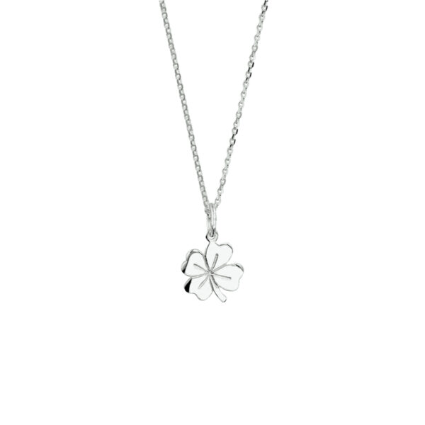 collier klaver 41 + 4 cm zilver wit