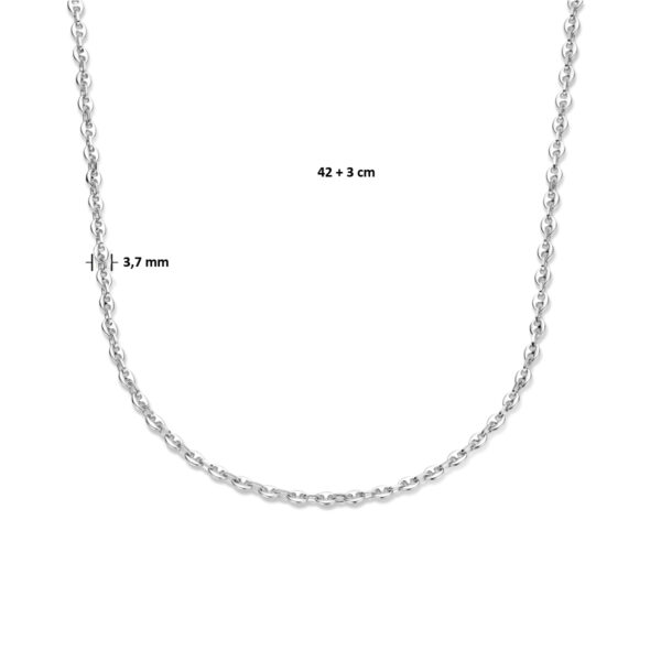 collier koffieboon 3,7 mm 42 + 3 cm zilver gerhodineerd - Afbeelding 4