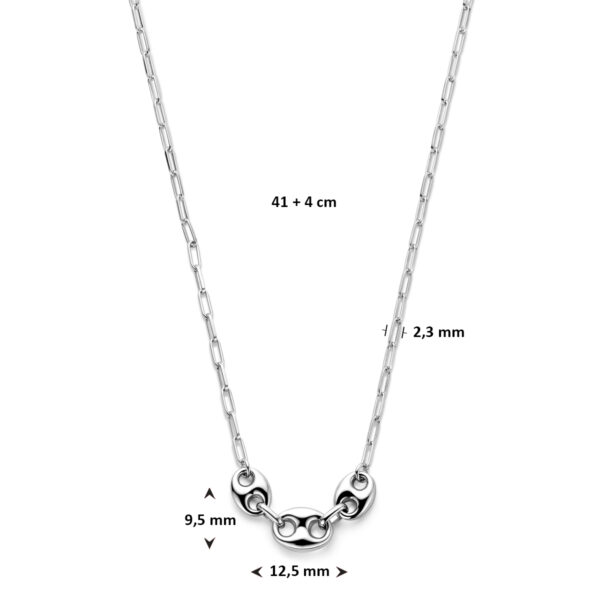 collier koffieboon 41 + 4 cm zilver gerhodineerd - Afbeelding 4