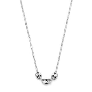 collier koffieboon 41 + 4 cm zilver gerhodineerd