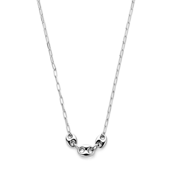 collier koffieboon 41 + 4 cm zilver gerhodineerd