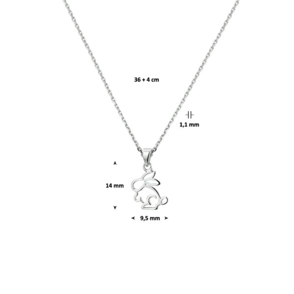 collier konijn 36 + 4 cm zilver gerhodineerd - Afbeelding 2