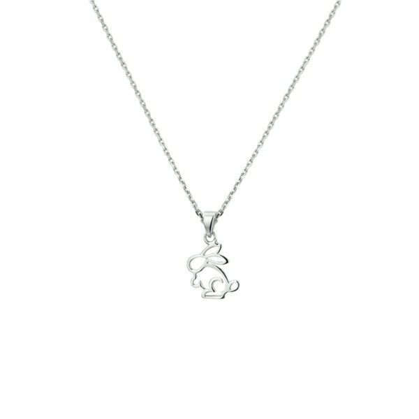 collier konijn 36 + 4 cm zilver gerhodineerd