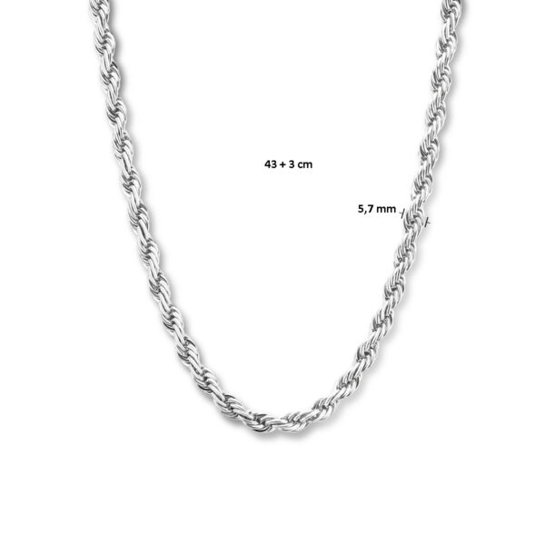 collier koord 5,7 mm 43 + 3 cm edelstaal - Afbeelding 4