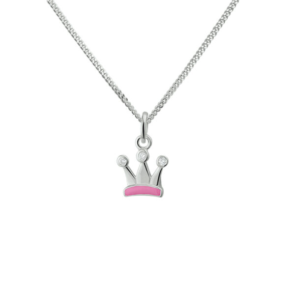 collier kroon 36 + 4 cm zilver gerhodineerd