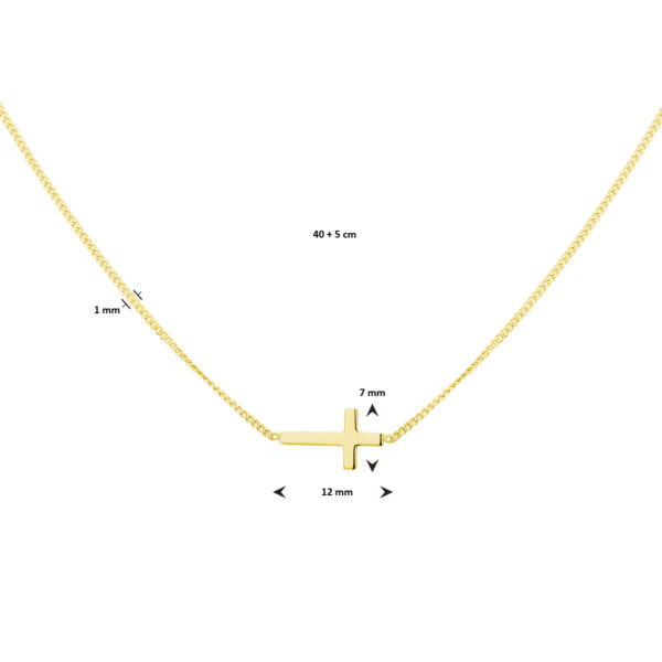 collier kruis 40 + 5 cm 3 micron zilver verguld (geel) - Afbeelding 2