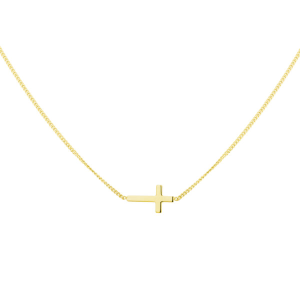 collier kruis 40 + 5 cm 3 micron zilver verguld (geel)