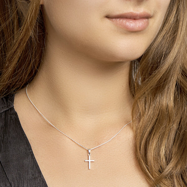 collier kruis 41 + 4 cm zilver wit - Afbeelding 2