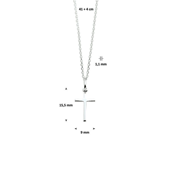 collier kruis 41 + 4 cm zilver wit - Afbeelding 3