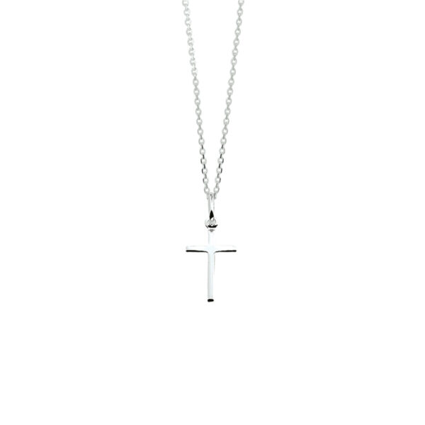 collier kruis 41 + 4 cm zilver wit