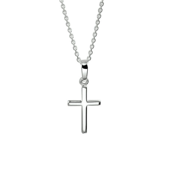 collier kruis 41 + 4 cm zilver wit