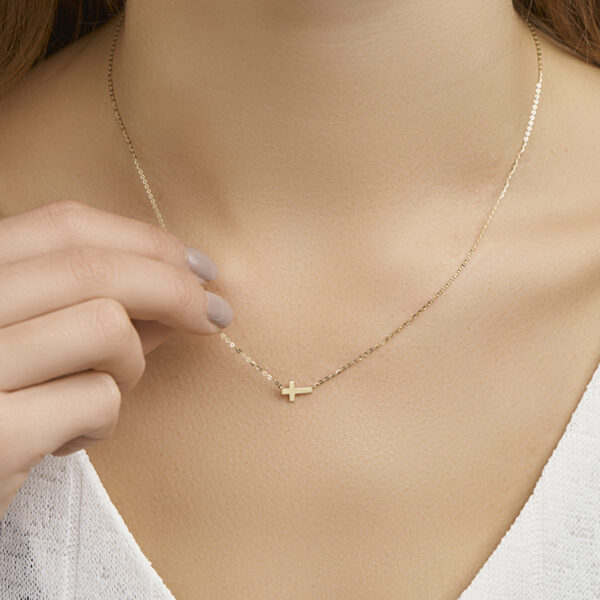 collier kruis 41 - 43 - 45 cm 14K geelgoud - Afbeelding 2