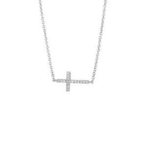 collier kruis zirkonia 41 + 4 cm zilver gerhodineerd