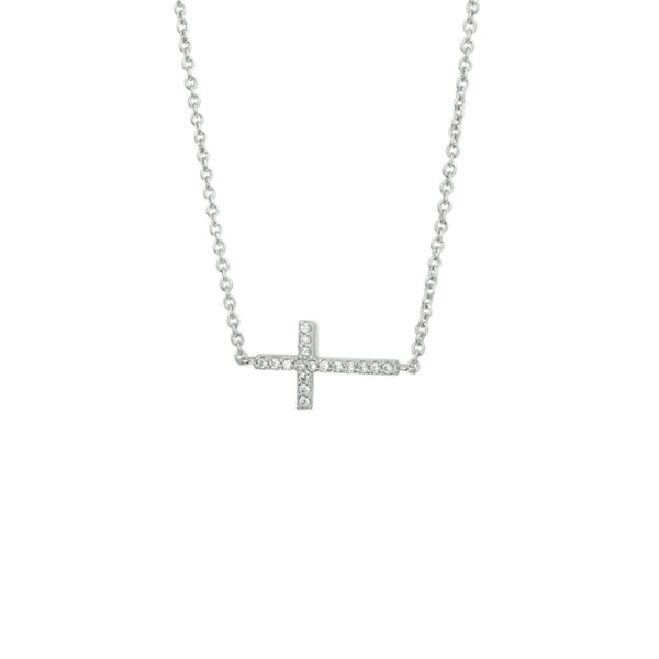 collier kruis zirkonia 41 + 4 cm zilver gerhodineerd