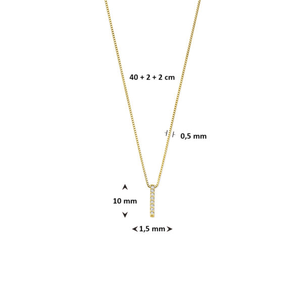 collier lab grown diamant 0.04ct g vs 40 + 2 + 2 cm 14K geelgoud - Afbeelding 4