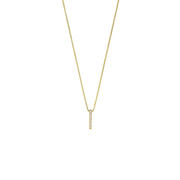 collier lab grown diamant 0.04ct g vs 40 + 2 + 2 cm 14K geelgoud