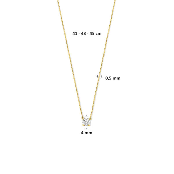 collier lab grown diamant 0.25ct g vs 41 - 43 - 45 cm 14K geelgoud - Afbeelding 4