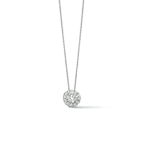 collier lab grown diamant 40 - 42 - 44 cm 0.33ct h si halo 14K witgoud met palladium