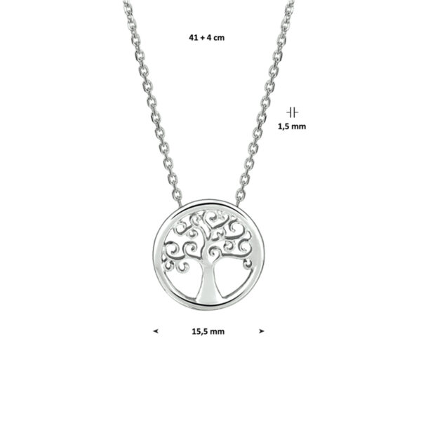 collier levensboom 1,5 mm 41 + 4 cm zilver gerhodineerd - Afbeelding 3