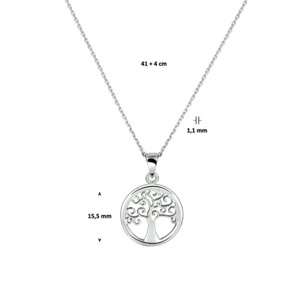 collier levensboom 41 + 4 cm zilver gerhodineerd - Afbeelding 2